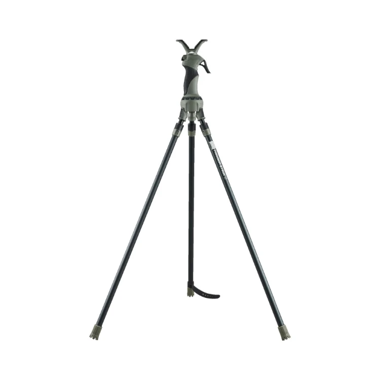 Trójnóg Primos X 41–66″ z rozłożonymi nogami – stabilne podparcie podczas polowania i obserwacji