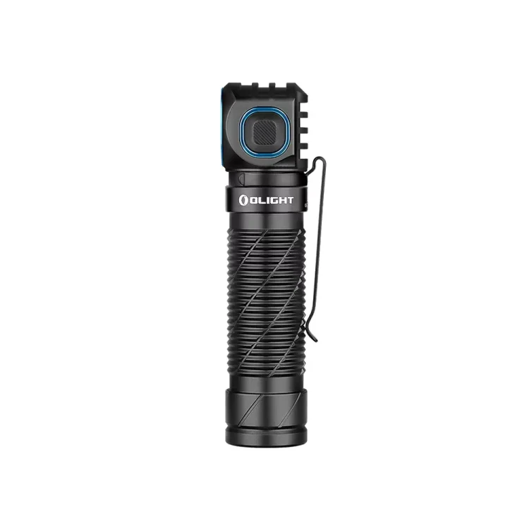 Olight Perun 3 Black – boczny przycisk sterowania i klips do mocowania