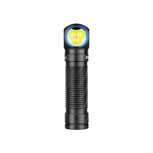 Olight Perun 3 Black z diodami światła białego i czerwonego – widok z przodu