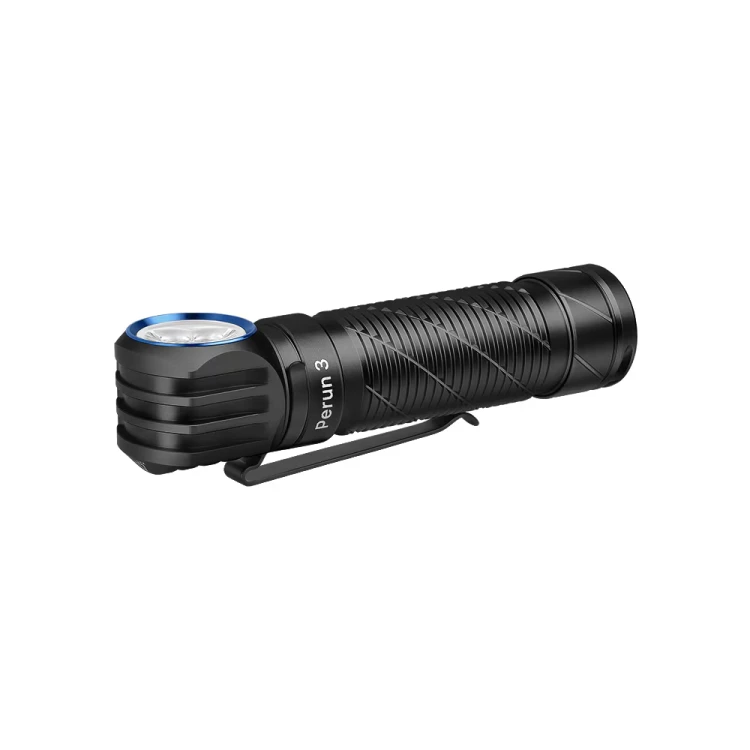Olight Perun 3 Black – aluminiowa głowica z żebrowaniem i klips do ekwipunku