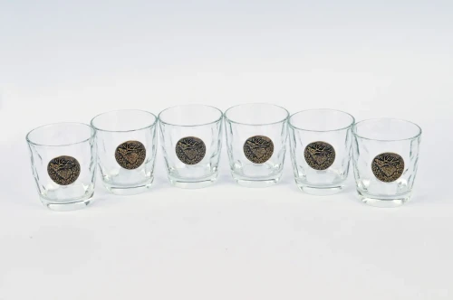 Szklanki do whisky Golden Fox DIAMOND DEER GOLD z jeleniem - komplet 6 sztuk