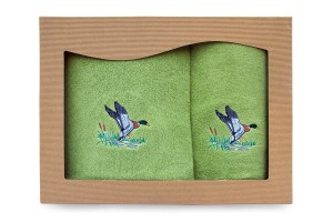 Ręczniki bawełniane z motywem myśliwskim - komplet 2 szt. - Kaczka