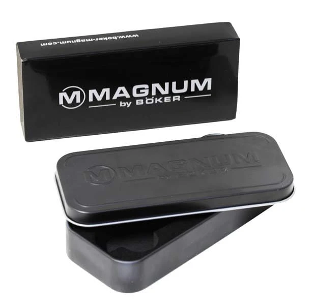 Metalowe pudełko i opakowanie Magnum by Böker do noża Caveman Steel