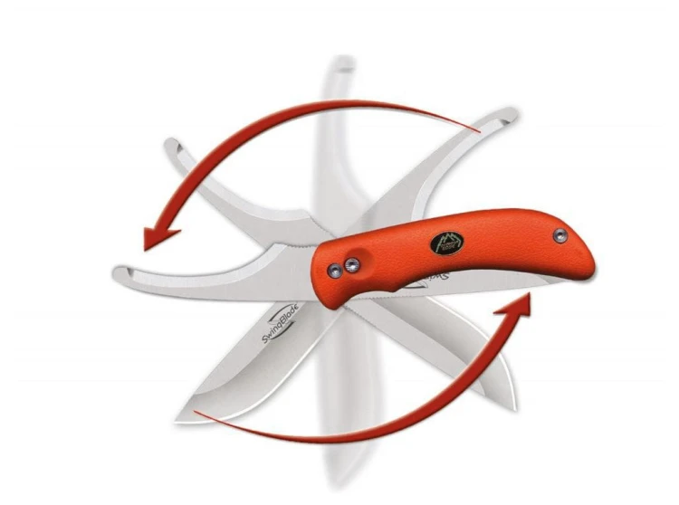 Mechanizm obrotowej klingi 180 stopni w nożu Outdoor Edge SwingBlade Orange
