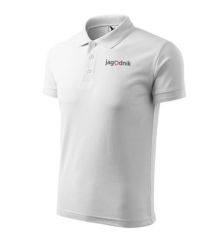 Koszulka polo męska z logiem Jagodnika biała