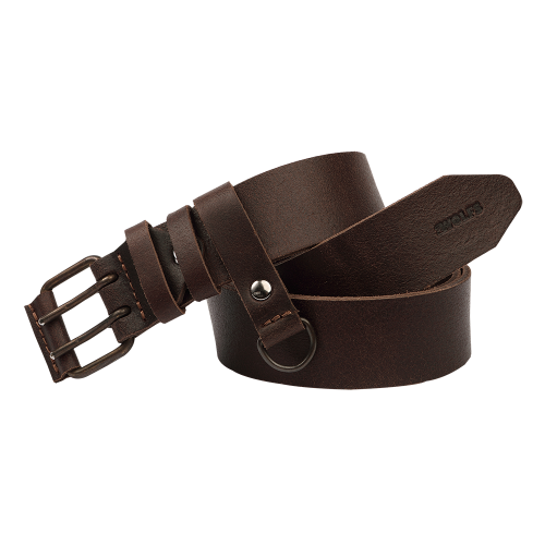 Brązowy pasek skórzany 2WOLFS COMFORT z tłoczonym logo