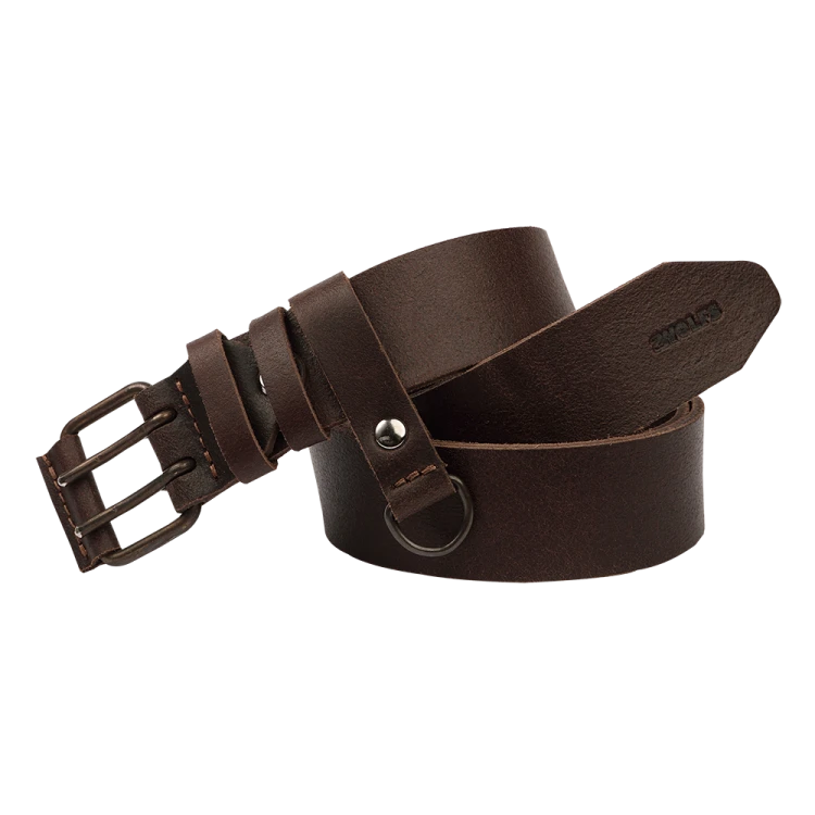 Brązowy pasek skórzany 2WOLFS COMFORT z tłoczonym logo