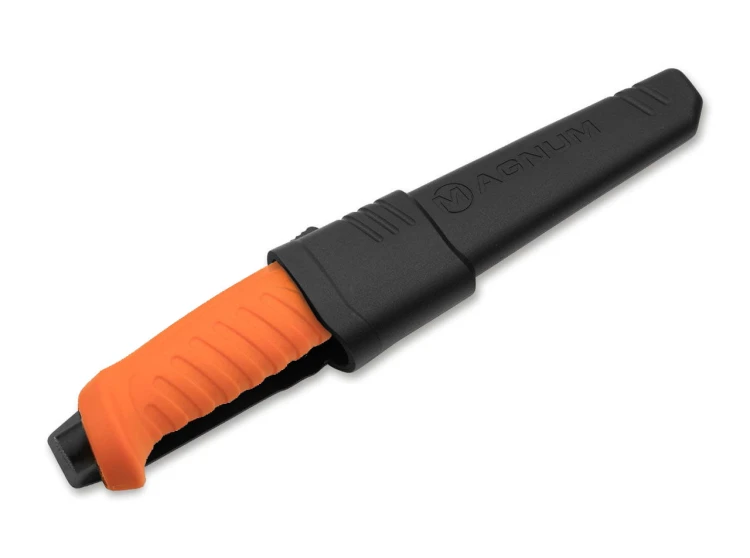 Nóż Magnum Knivgar SAR Orange w czarnej pochwie z tworzywa ze szlufką na pasek