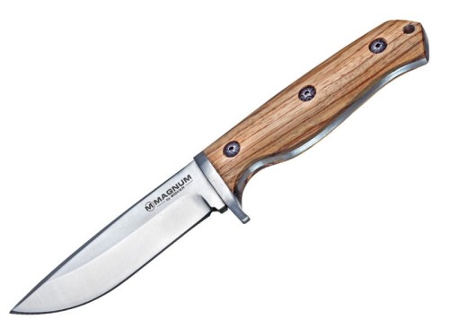 Nóż myśliwski Böker Magnum Zebra Drop z klingą drop point i rękojeścią z drewna zebra