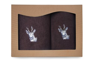 Ręczniki bawełniane z motywem myśliwskim - komplet 2 szt. - Kozioł
