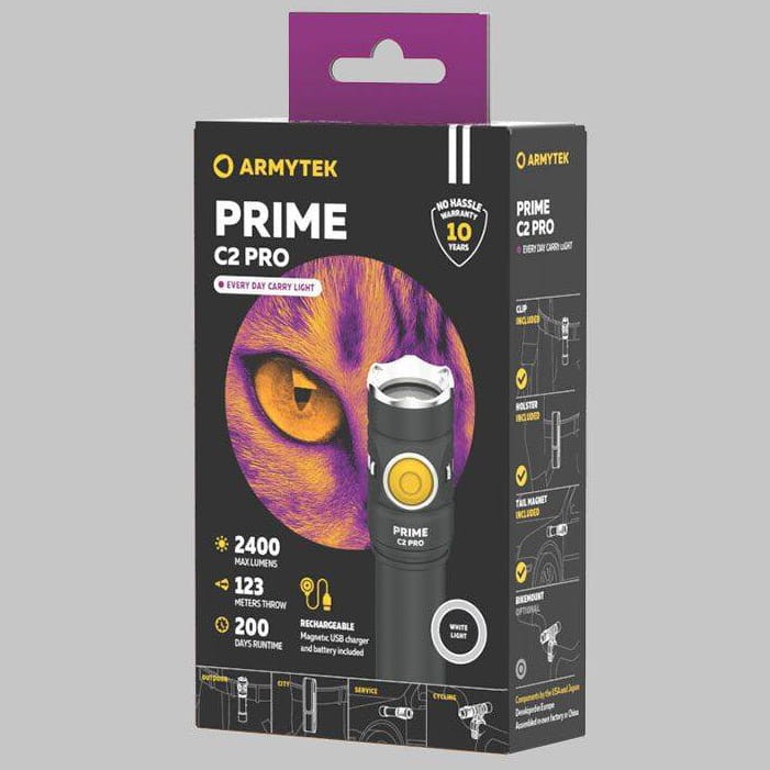 Zestaw Armytek Prime C2 Pro F08101C z akumulatorem ładowarką USB pokrowcem i klipsem