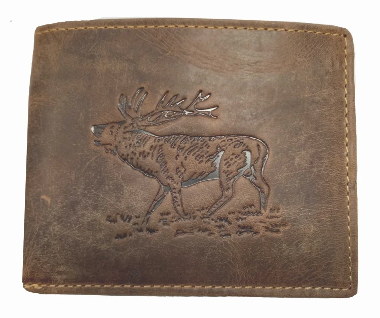 Portfel skórzany poziomy z jeleniem GreenBurry Vintage 1705-STAG-25