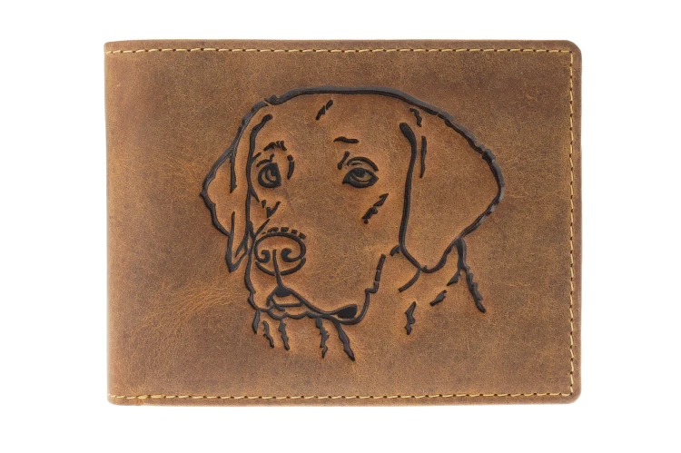 Portfel skórzany poziomy z psem GreenBurry Vintage 1705-DOG-25
