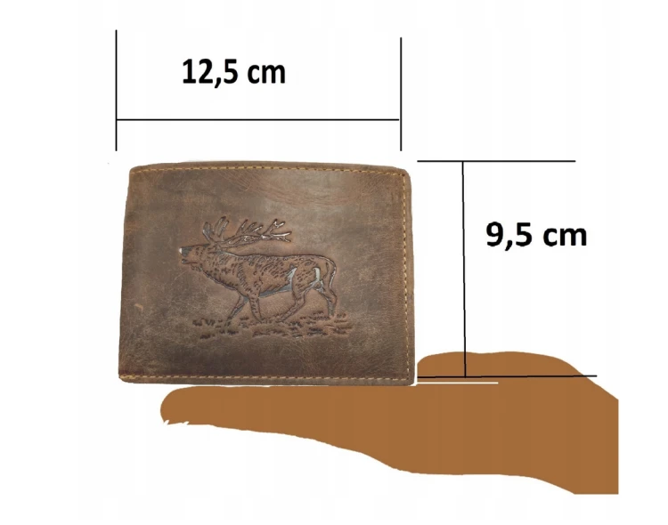 Skórzany portfel dla myśliwego z jeleniem GreenBurry 1705-STAG-25