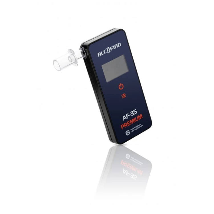 Kompaktowy alkomat AlcoFind AF-35 Premium z ustnikiem - widok z przodu