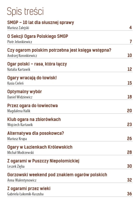 Spis treści Ogar Polski 2022 – działalność SMGP, hodowla i praca w łowisku