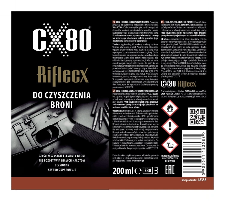 Zmywacz RifleCX do odtłuszczania broni przed konserwacją