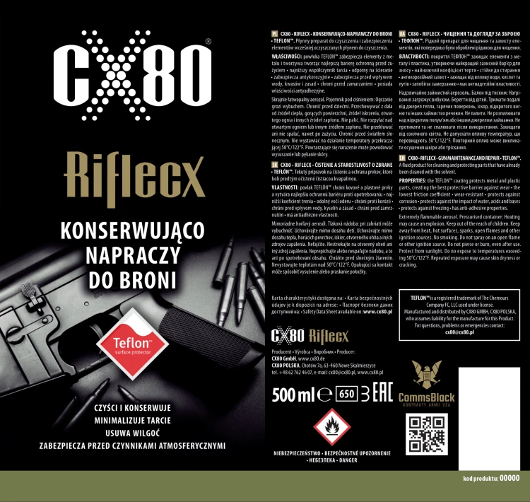 Preparat antykorozyjny RifleCX do konserwacji broni