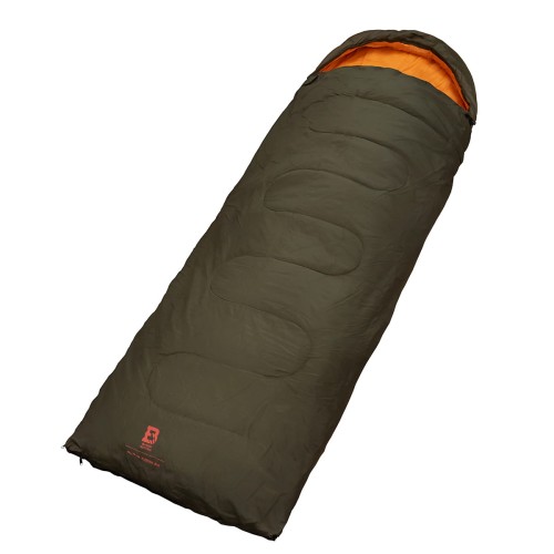 Śpiwór Badger Outdoor Nightpack prawy w kolorze oliwkowym z pomarańczowym wnętrzem
