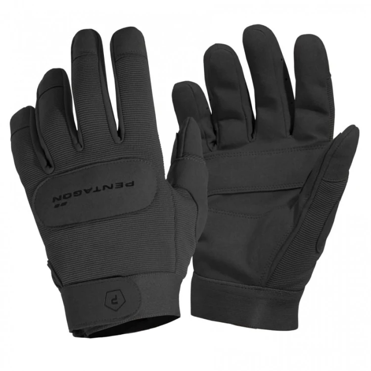 Rękawice taktyczne Pentagon Duty Mechanic Black P20010-01 – widok części zewnętrznej i wzmocnionej dłoni