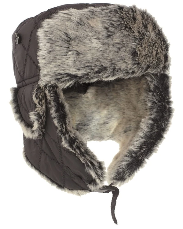 Czarna czapka uszatka Mil-Tec Winter Faux-Fur MA1 na zimowe polowanie