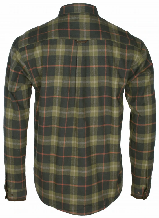 Pinewood Cornwall 9435 H.Olive/Terracotta – solidna męska koszula flanelowa do lasu i outdooru