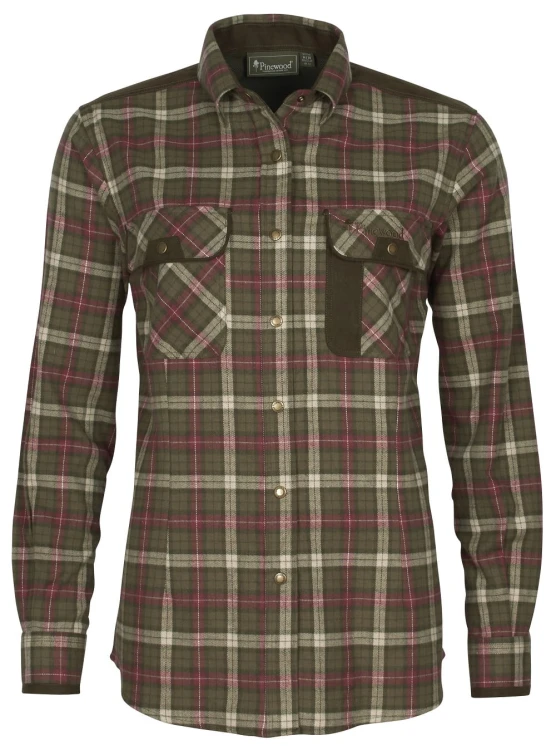 Koszula flanelowa damska Pinewood Prestwick 3428 oliwkowo-śliwkowa