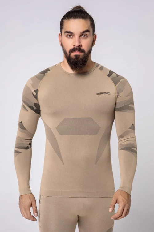 Koszulka termoaktywna Spaio Tactical piaskowa na polowanie