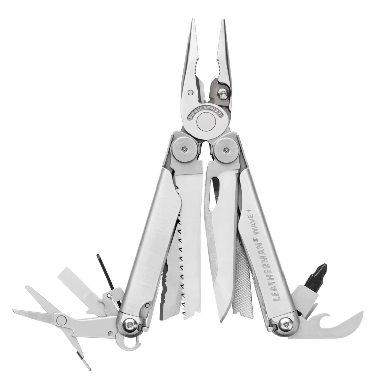 Multitool Leatherman Wave Plus 832524 z rozłożonymi narzędziami