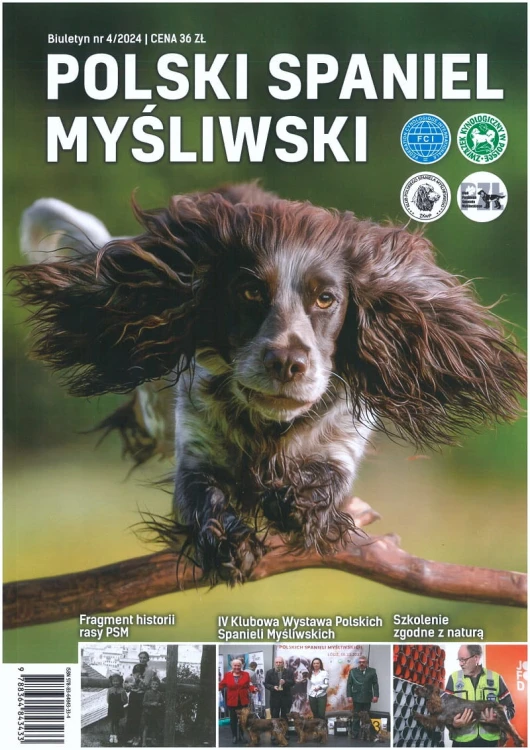 Polski Spaniel Myśliwski Biuletyn 4/2024 – okładka publikacji o rasie PSM