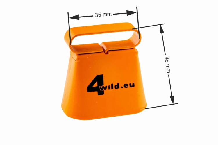 Wymiary pomarańczowego dzwonka 4Wild dla psa – uchwyt 35 mm i wysokość 45 mm
