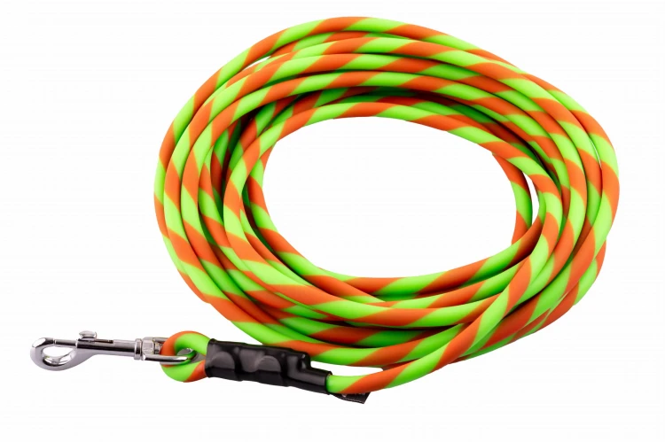 Linka treningowa dla psa BioThane Duo 5 m zielono-pomarańczowa