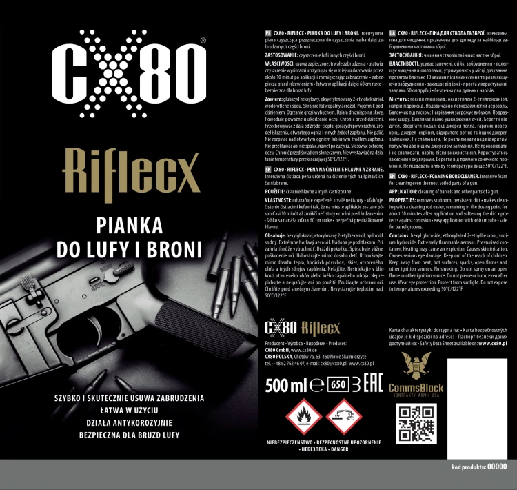 Bore Foam 500 ml pianka do czyszczenia lufy z rurką aplikacyjną Riflecx