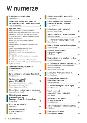 Brać Łowiecka Lipiec 2025 (328) spis treści