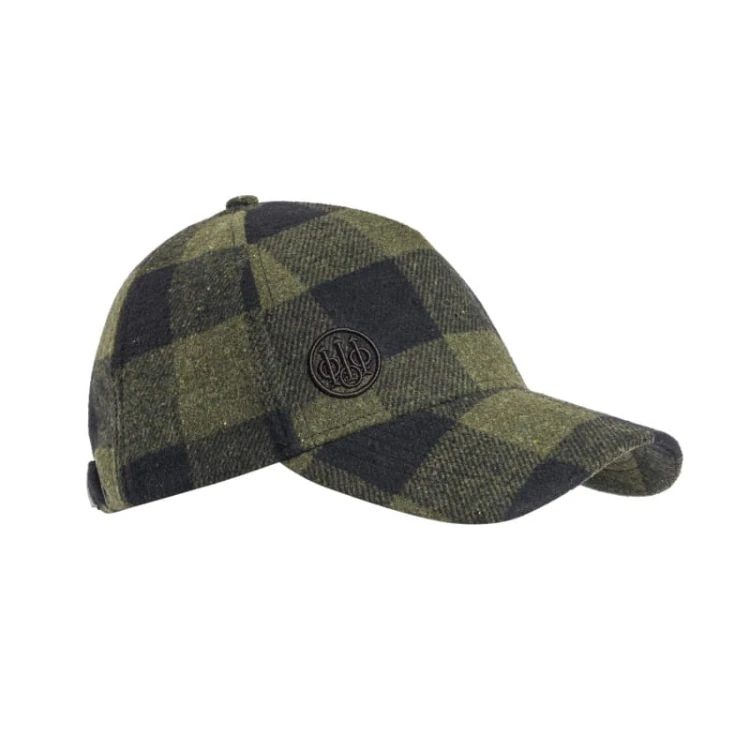 Czapka z daszkiem Beretta Lodge Green Moss Check w zielono-czarną kratę