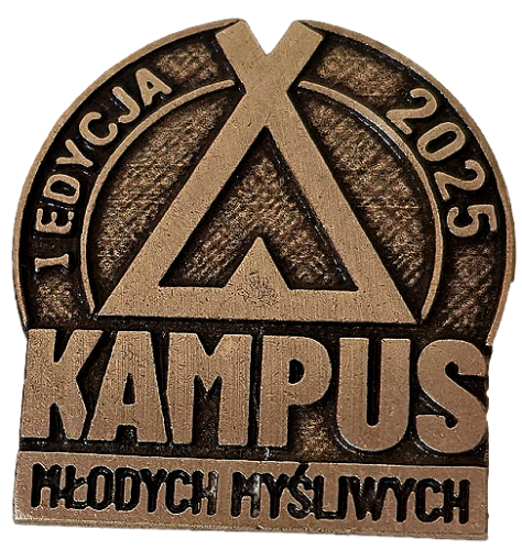 Przypinka okolicznościowa I edycja Kampusu Młodych Myśliwych 2025