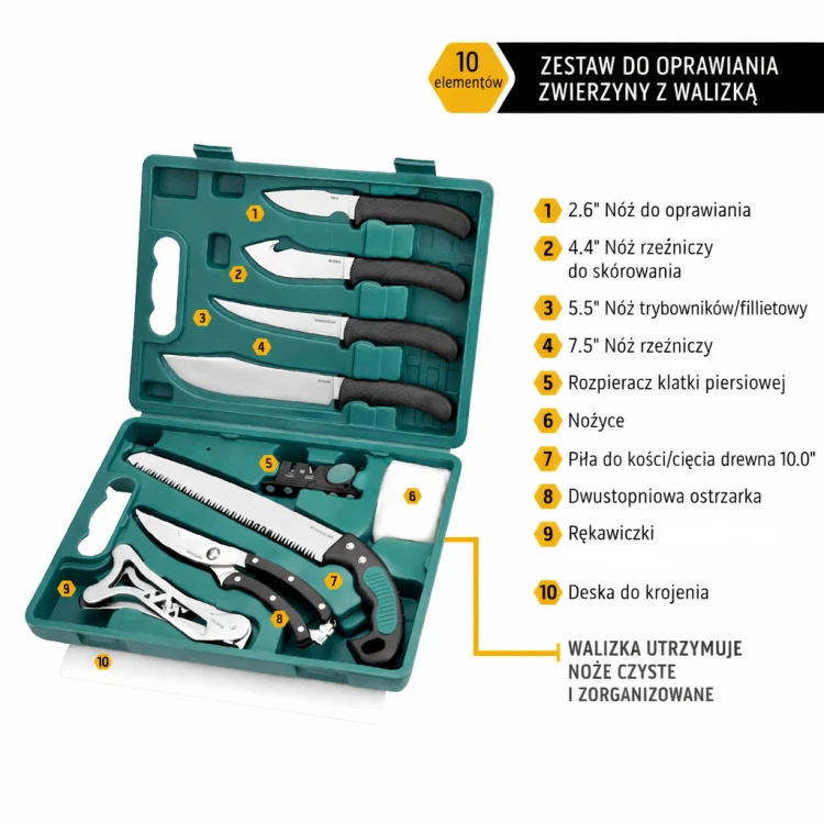 Zestaw narzędzi dla myśliwego Outdoor Edge Game Pro w walizce transportowej