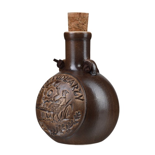 Butelka piersiówka ceramiczna „Król Pudlarzy” 200 ml – ręcznie wykonana, myśliwski motyw