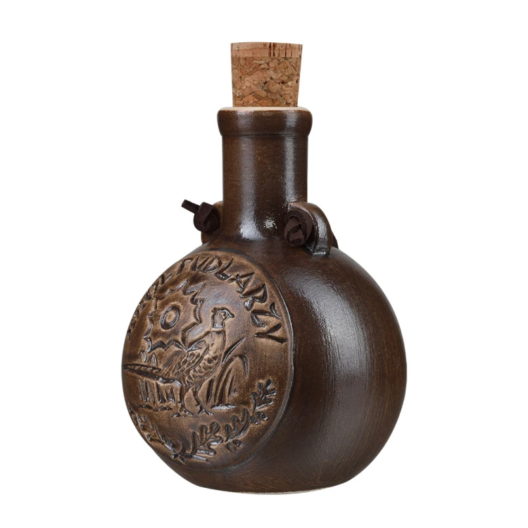 Butelka piersiówka ceramiczna „Król Pudlarzy” 200 ml – ręcznie wykonana, myśliwski motyw
