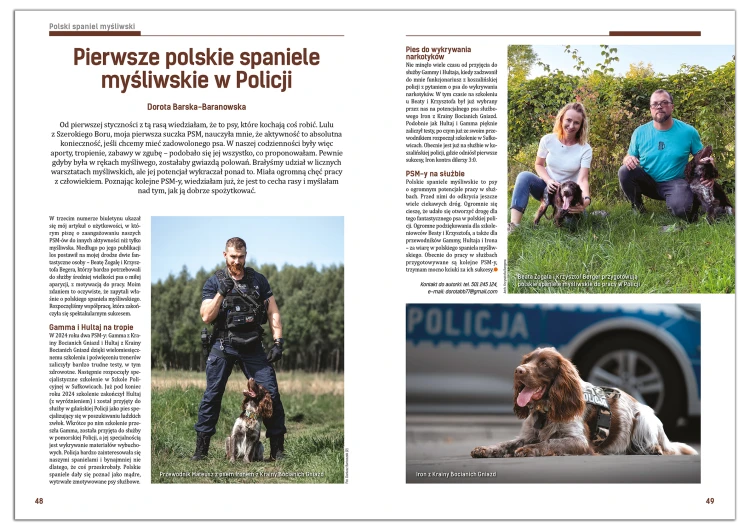 Polskie spaniele myśliwskie w Policji – artykuł w biuletynie 5/2025