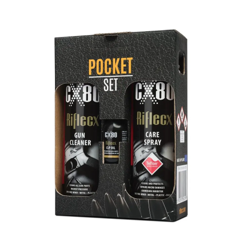 Pocket Set zestaw do konserwacji broni Riflecx Gun Cleaner Care Spray CLP Oil 20 ml