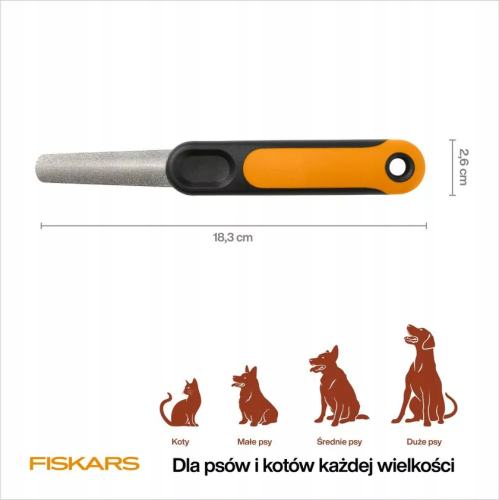 Wyprofilowany pilnik Fiskars PET CARE do wygładzania pazurów psa po obcinaniu
