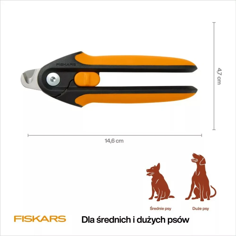 Obcinacz Fiskars PET CARE o długości 14,6 cm do pazurów średnich i dużych psów