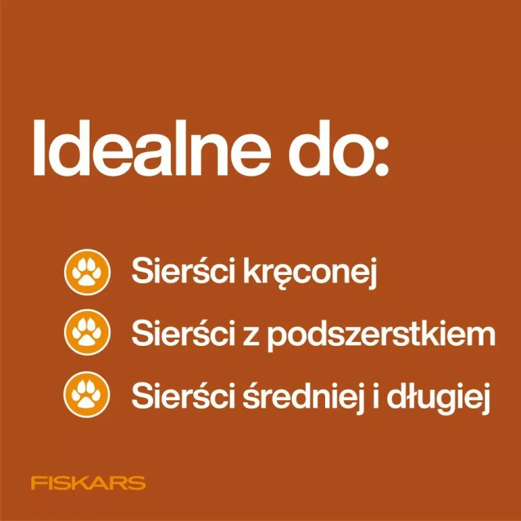 Nożyczki degażówki Fiskars PET CARE idealne do sierści kręconej z podszerstkiem średniej i długiej