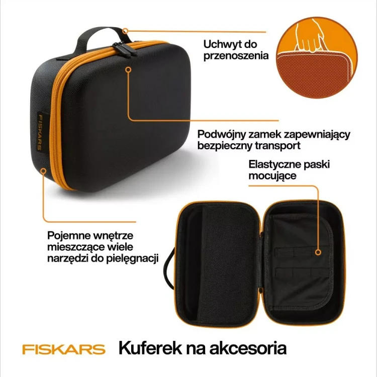 Kuferek Fiskars PET CARE z uchwytem, podwójnym zamkiem, pojemnym wnętrzem i elastycznymi paskami mocującymi