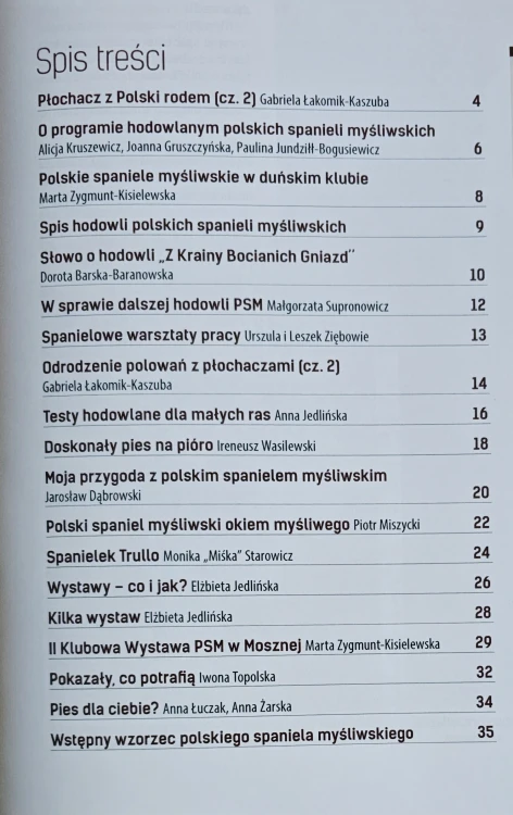 Spis treści Polski Spaniel Myśliwski Biuletyn 2/2022