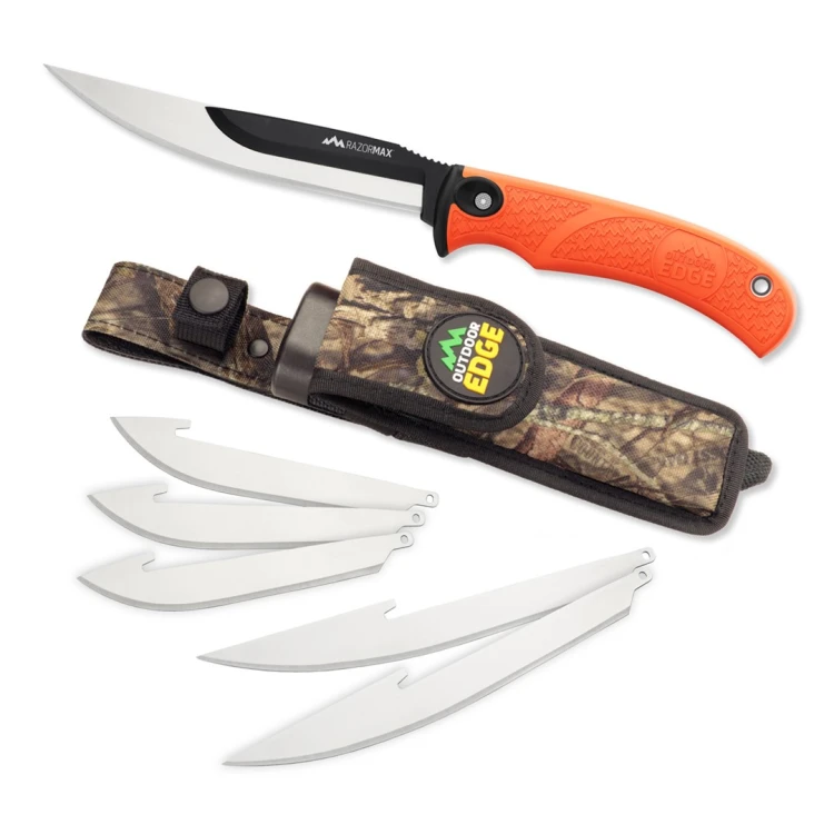 Nóż Outdoor Edge RazorMax Orange z ostrzem drop-point i nylonową pochwą