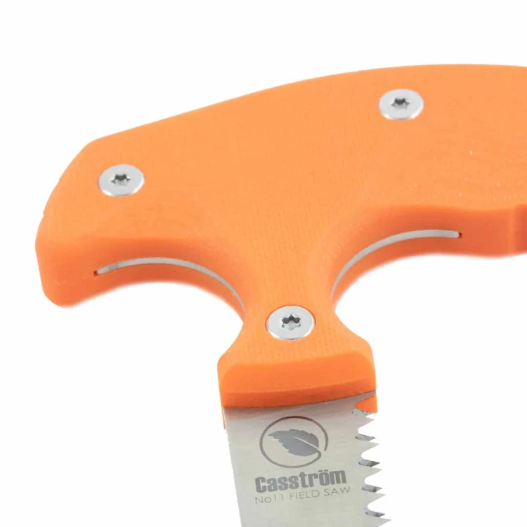 Ergonomiczna pomarańczowa rękojeść G10 piły Casström No.11 V2