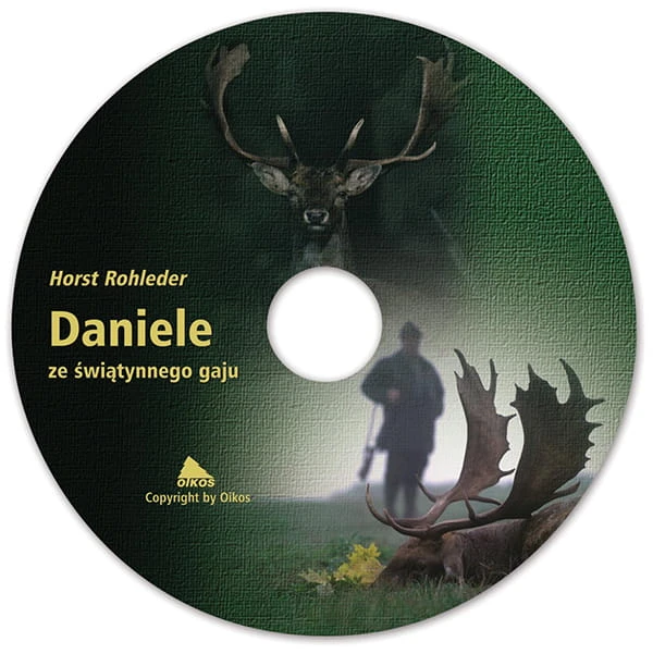 Film DVD Daniele ze świątynnego gaju z grafiką daniela byka, porożem i sylwetką myśliwego w jesiennym lesie.