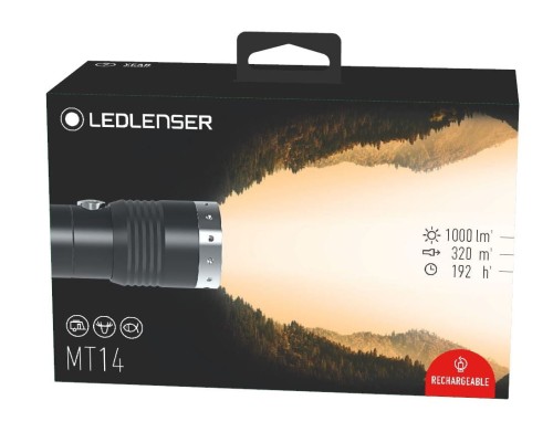 Opakowanie latarki Ledlenser MT14 1000 lm o zasięgu 320 m